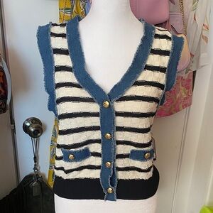 LAUNDRY Striped Knit Women's Sweater Vest NWT 🖤🤍
